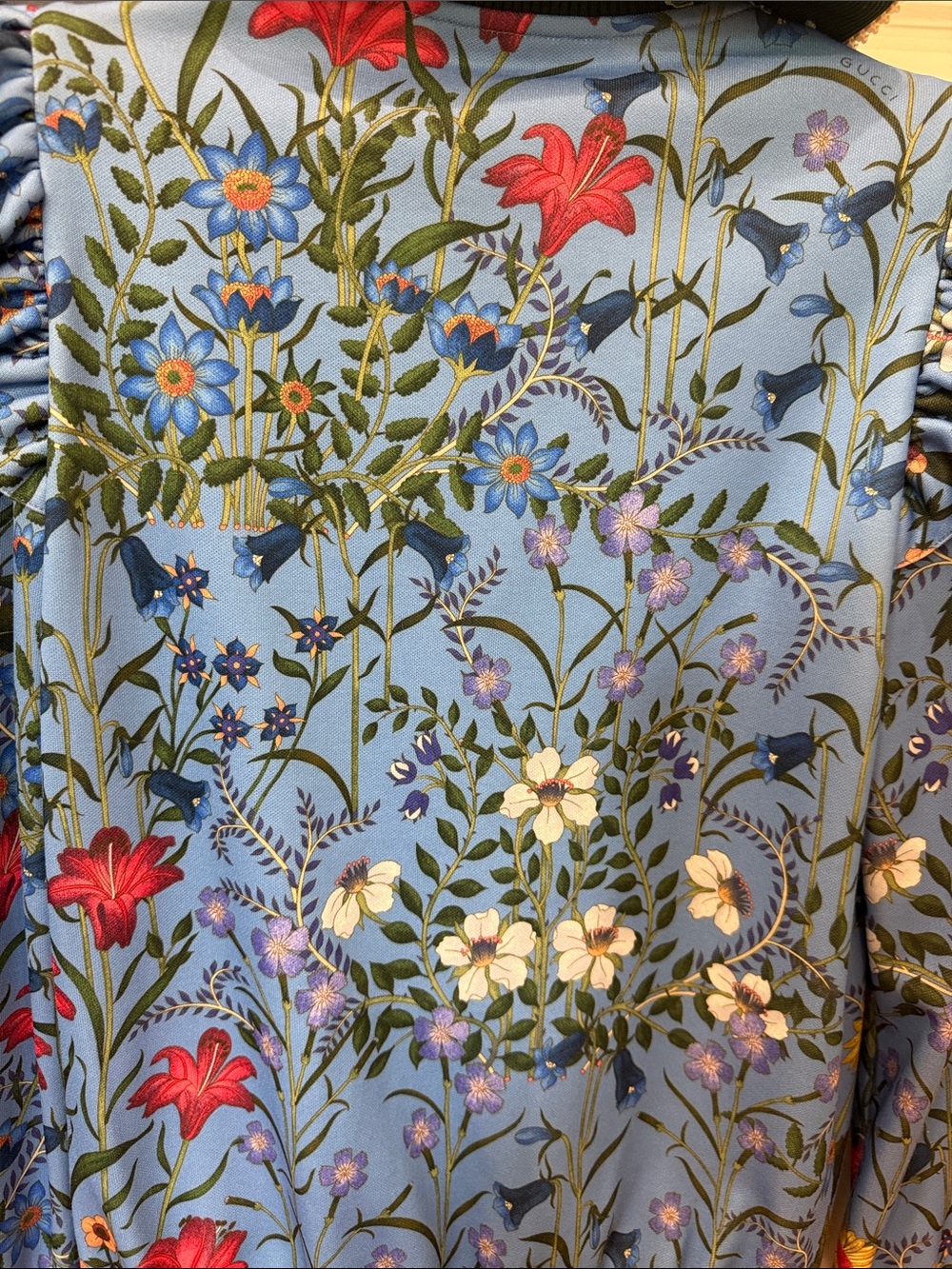 Gucci Light Blue Floral Appliqué Bomber Jacket - Picture 14 of 14